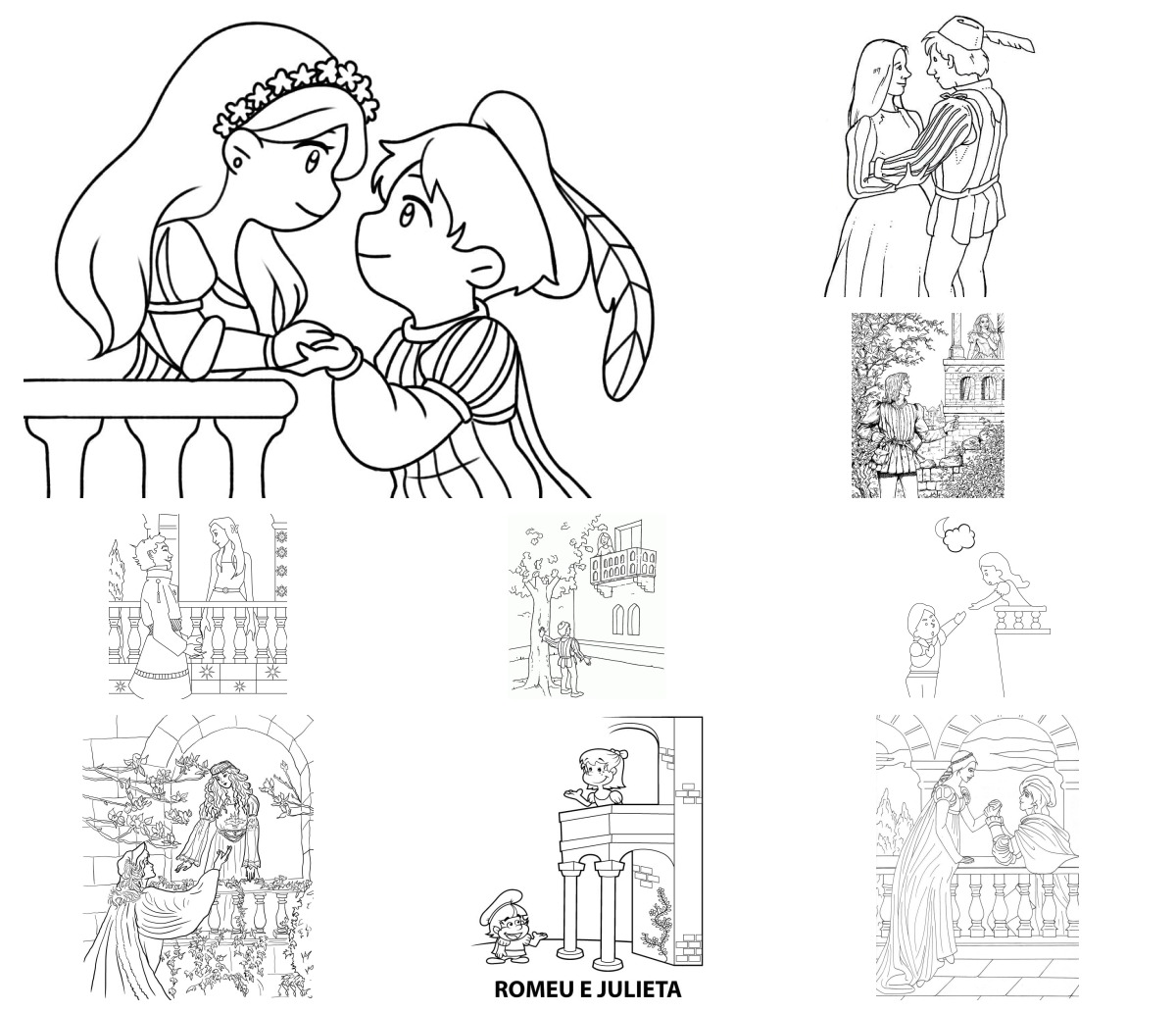 12 desenhos de Romeu e Julieta — Para colorir e imprimir 12 desenhos de Romeu e Julieta — Para colorir e imprimir