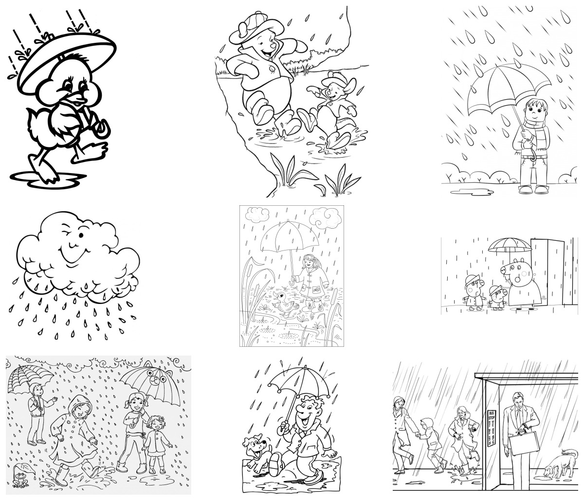 21 desenhos de Chuva — Para colorir e imprimir