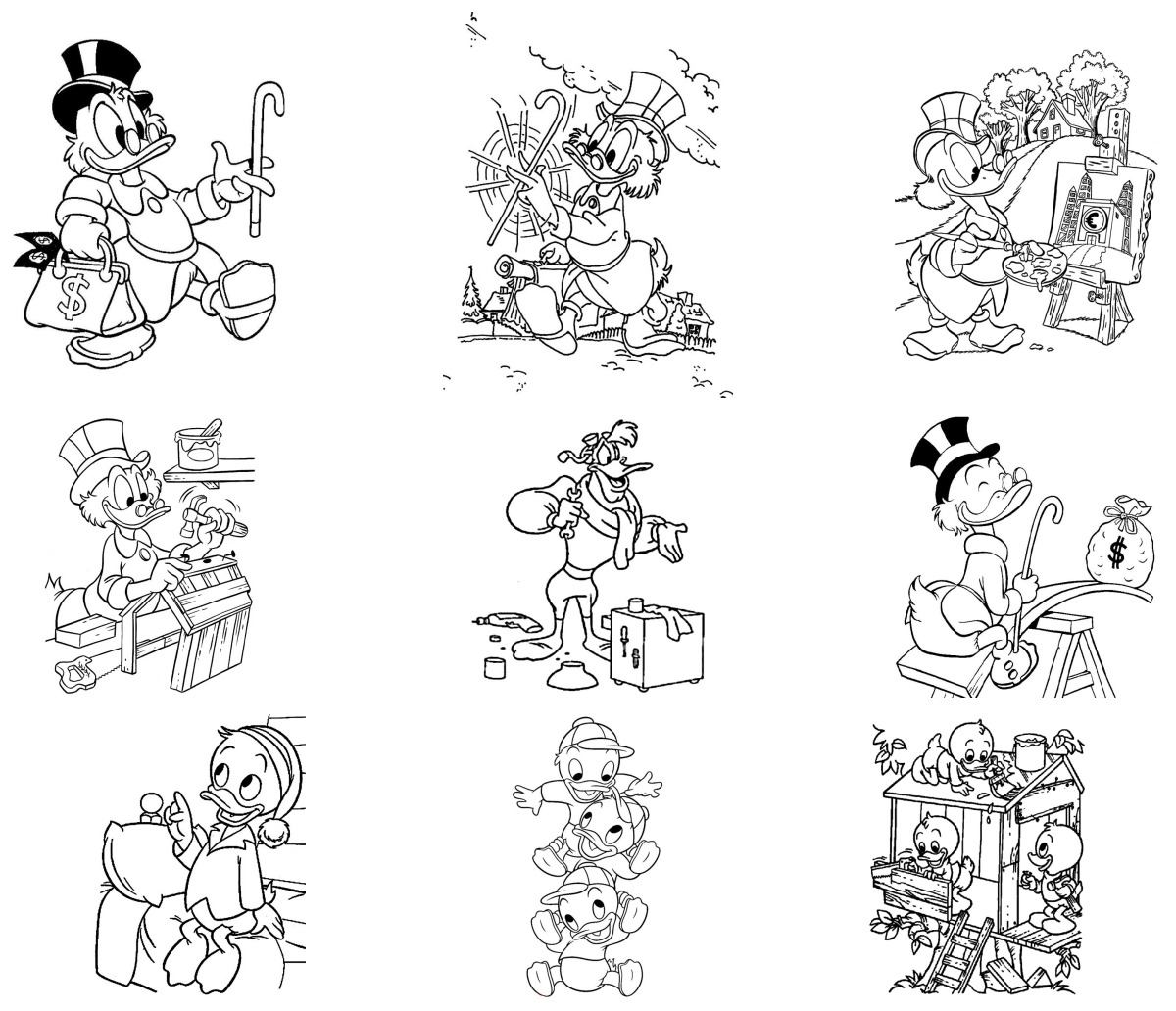 20 desenhos de Tio Patinhas — Para colorir e imprimir