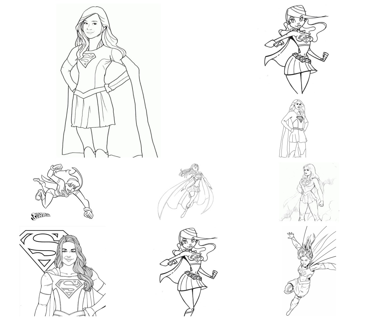 20 desenhos de Supergirl — Para colorir e imprimir