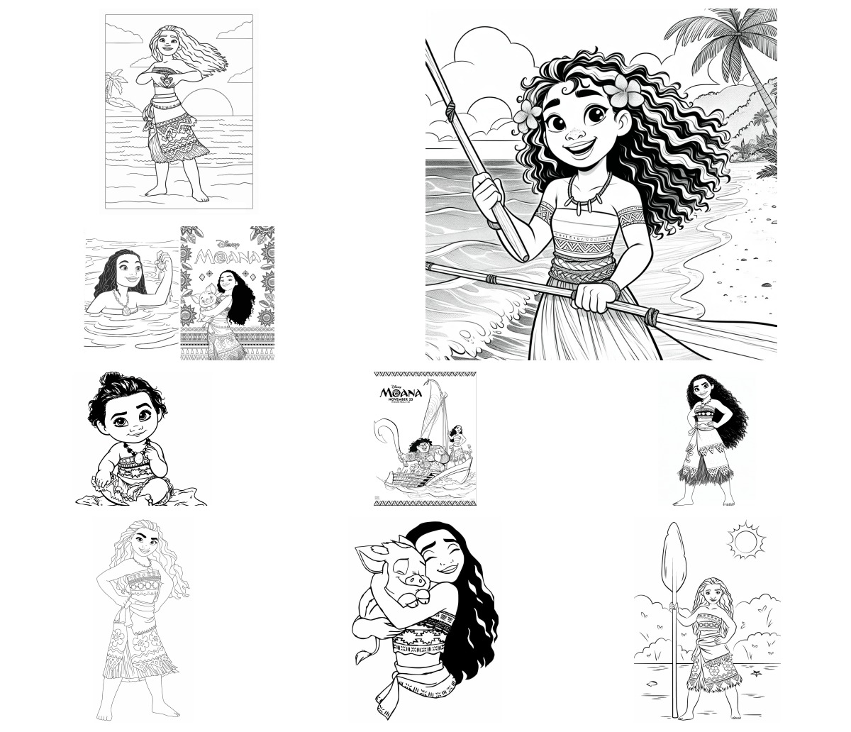 23 desenhos de Moana — Para colorir e imprimir