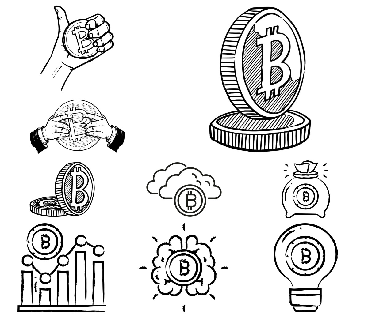 39 desenhos de Bitcoin — Para colorir e imprimir