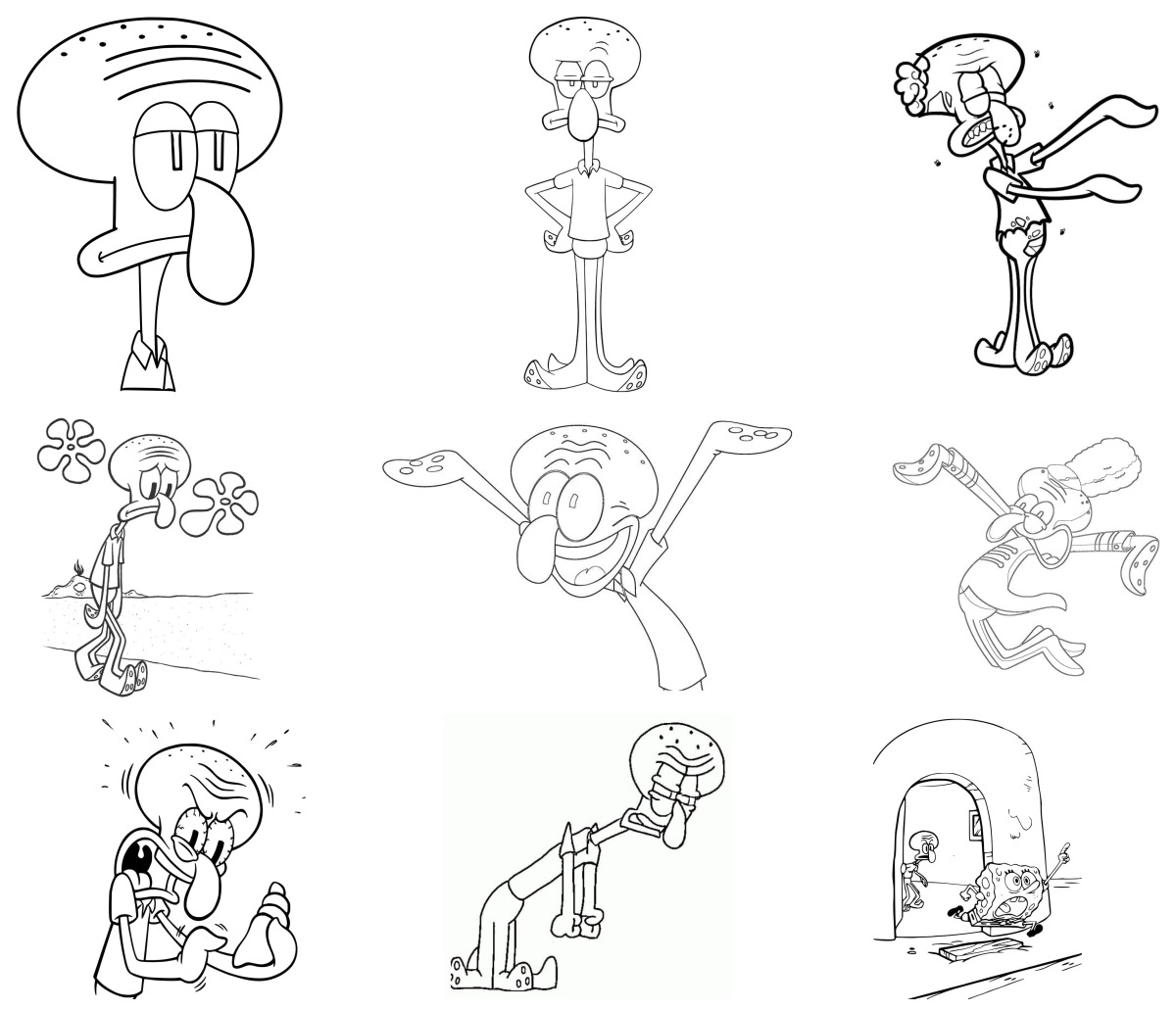 47 desenhos de Lula Molusco — Para colorir e imprimir