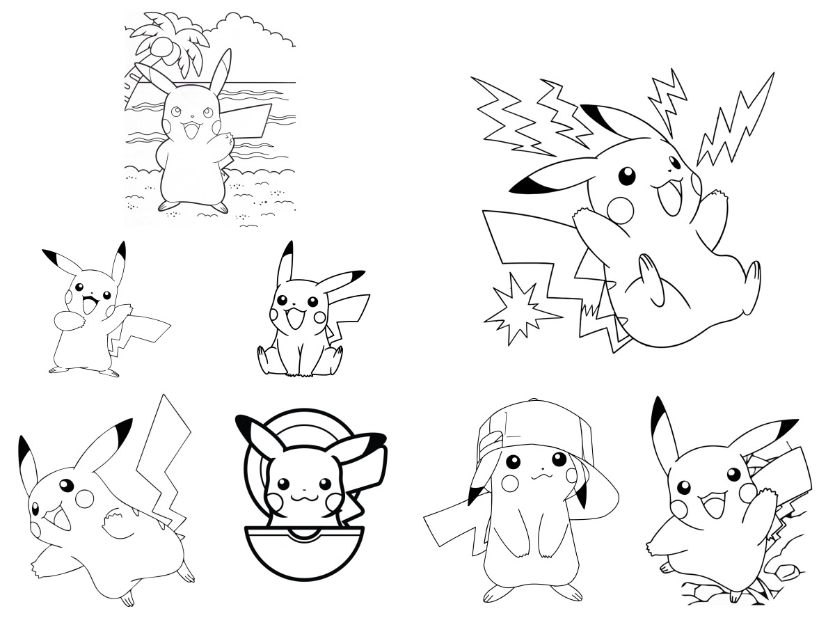 10 desenhos de Pikachu — Para colorir e imprimir 10 desenhos de Pikachu — Para colorir e imprimir