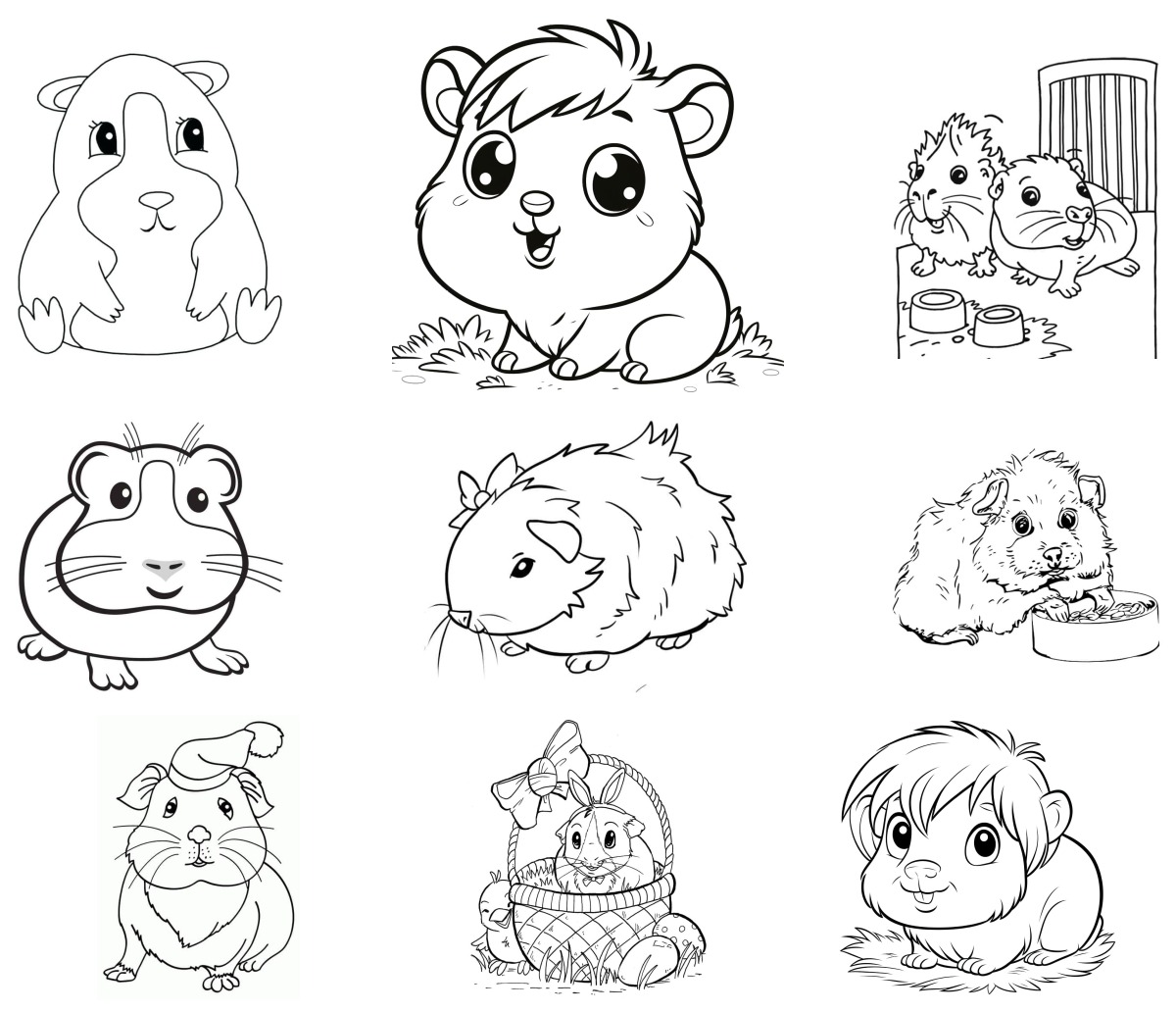 32 desenhos de Porquinho da Índia — Para colorir e imprimir 32 desenhos de Porquinho da Índia — Para colorir e imprimir