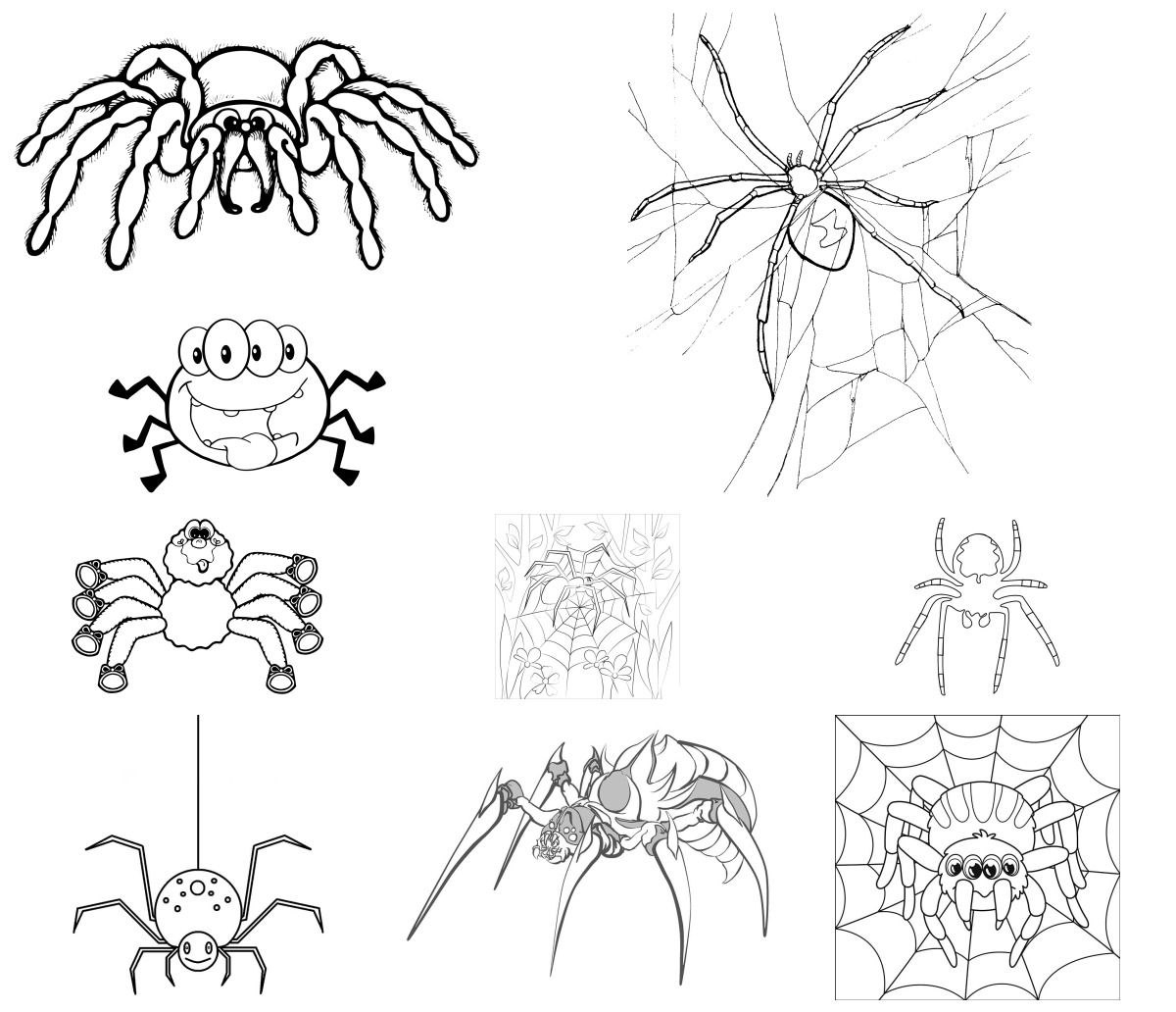 14 desenhos de Aranhas — Para colorir e imprimir 14 desenhos de Aranhas — Para colorir e imprimir