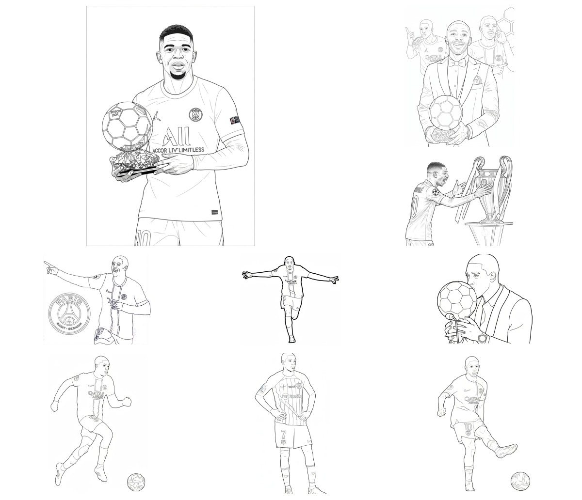 28 desenhos de Ousmane Dembélé — Para colorir e imprimir 28 desenhos de Ousmane Dembélé — Para colorir e imprimir