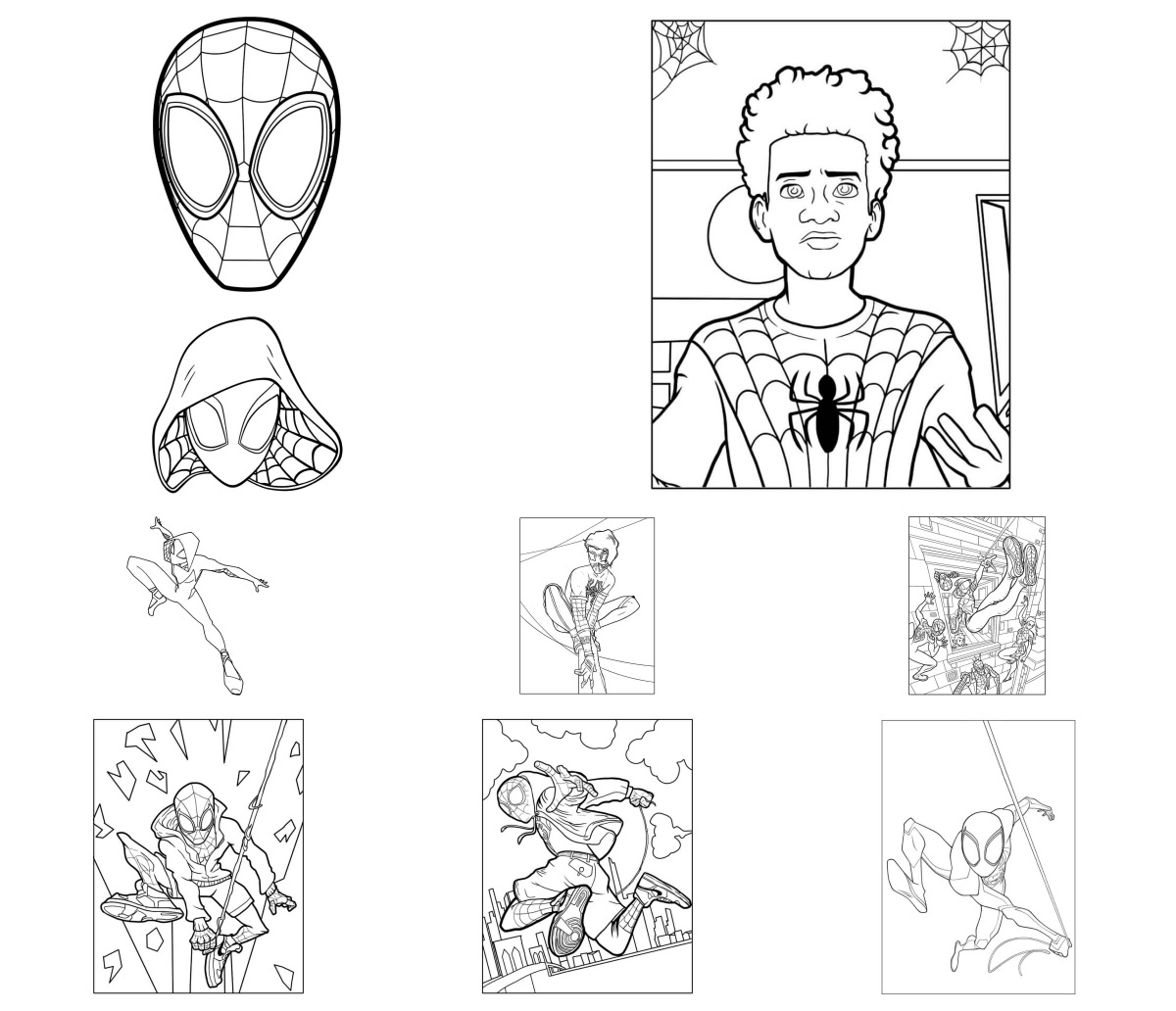 9 desenhos de Homem-Aranha (Aranhaverso) — Para colorir e imprimir 9 desenhos de Homem-Aranha (Aranhaverso) — Para colorir e imprimir