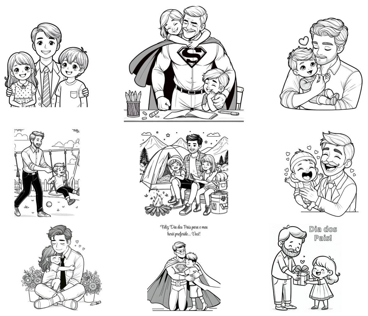 40 desenhos de Feliz Dia dos Pais — Para colorir e imprimir