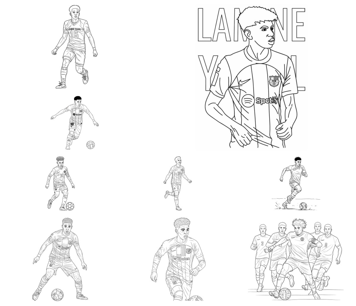 40 desenhos de Lamine Yamal — Para colorir e imprimir