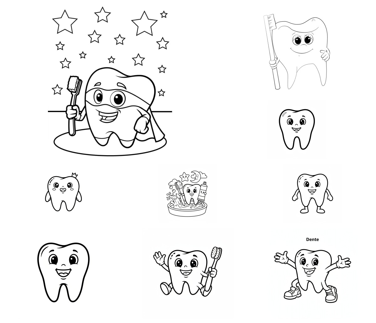 40 desenhos de Dentes — Para colorir e imprimir 40 desenhos de Dentes — Para colorir e imprimir