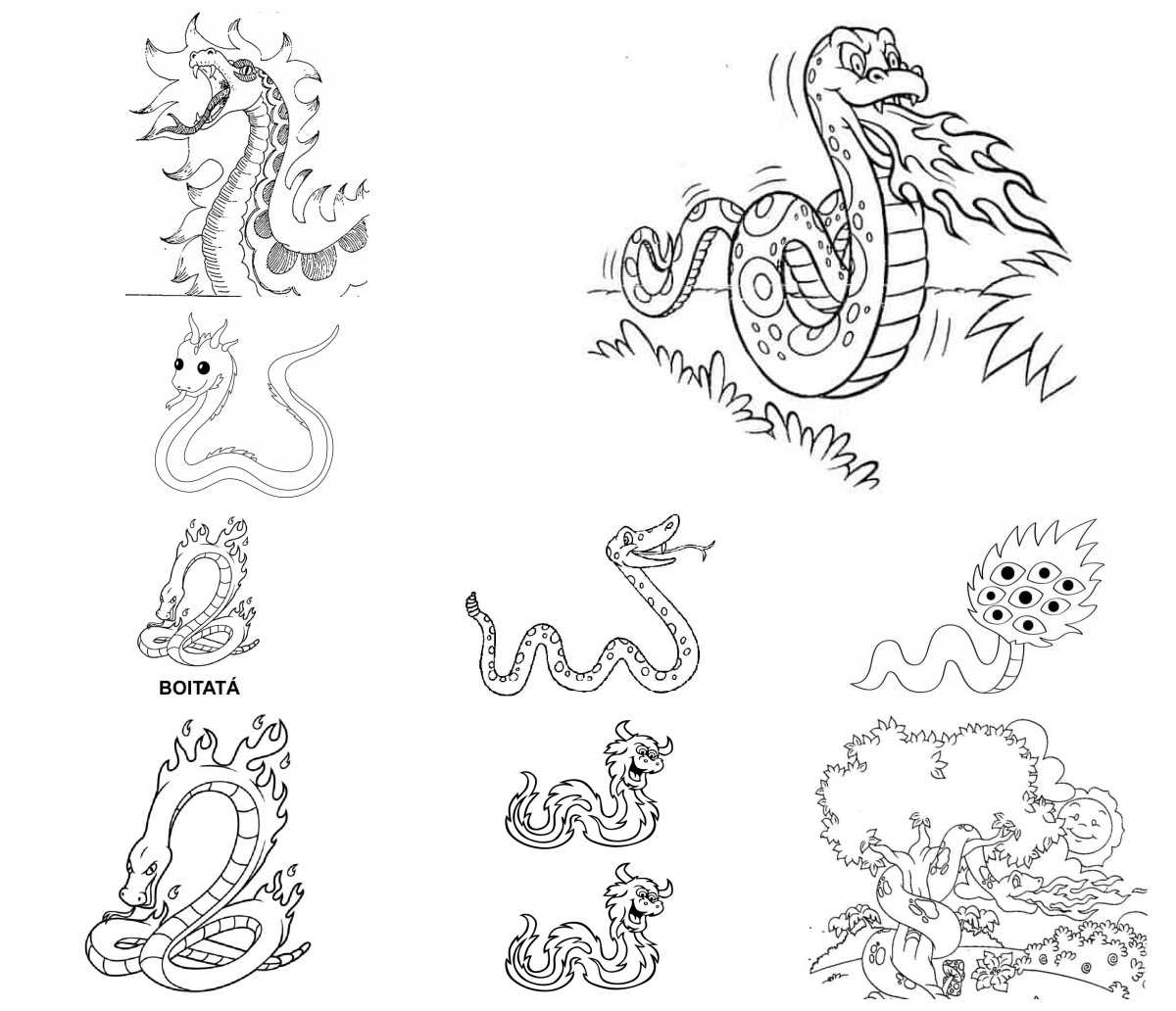 16 desenhos de Boitatá — Para colorir e imprimir