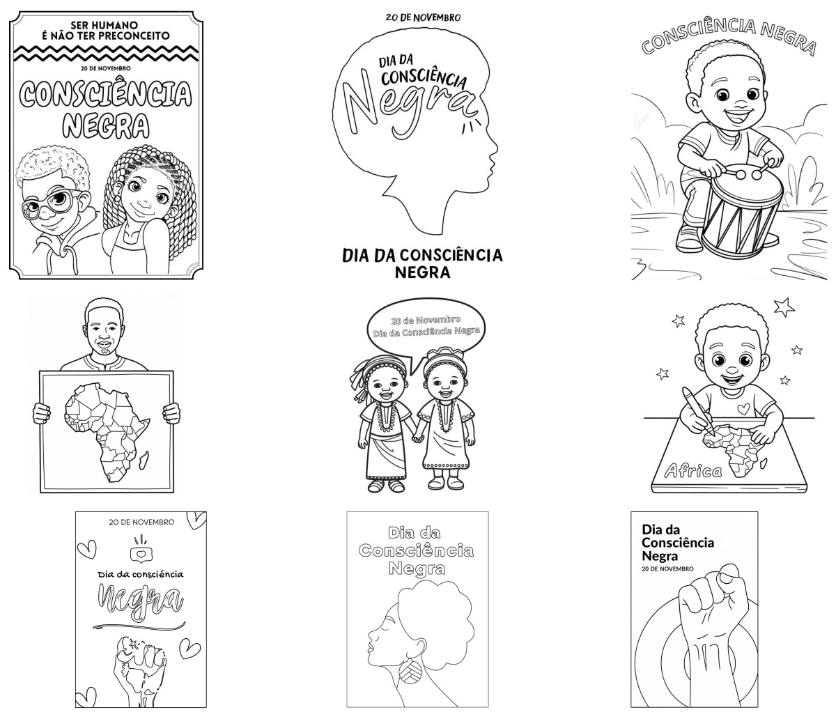 40 desenhos de Dia da Consciência Negra — Para colorir e imprimir 40 desenhos de Dia da Consciência Negra — Para colorir e imprimir