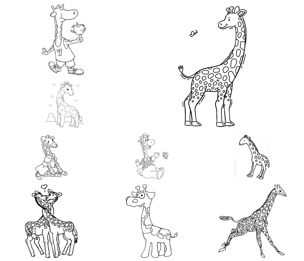 20 desenhos de Girafas — Para colorir e imprimir
