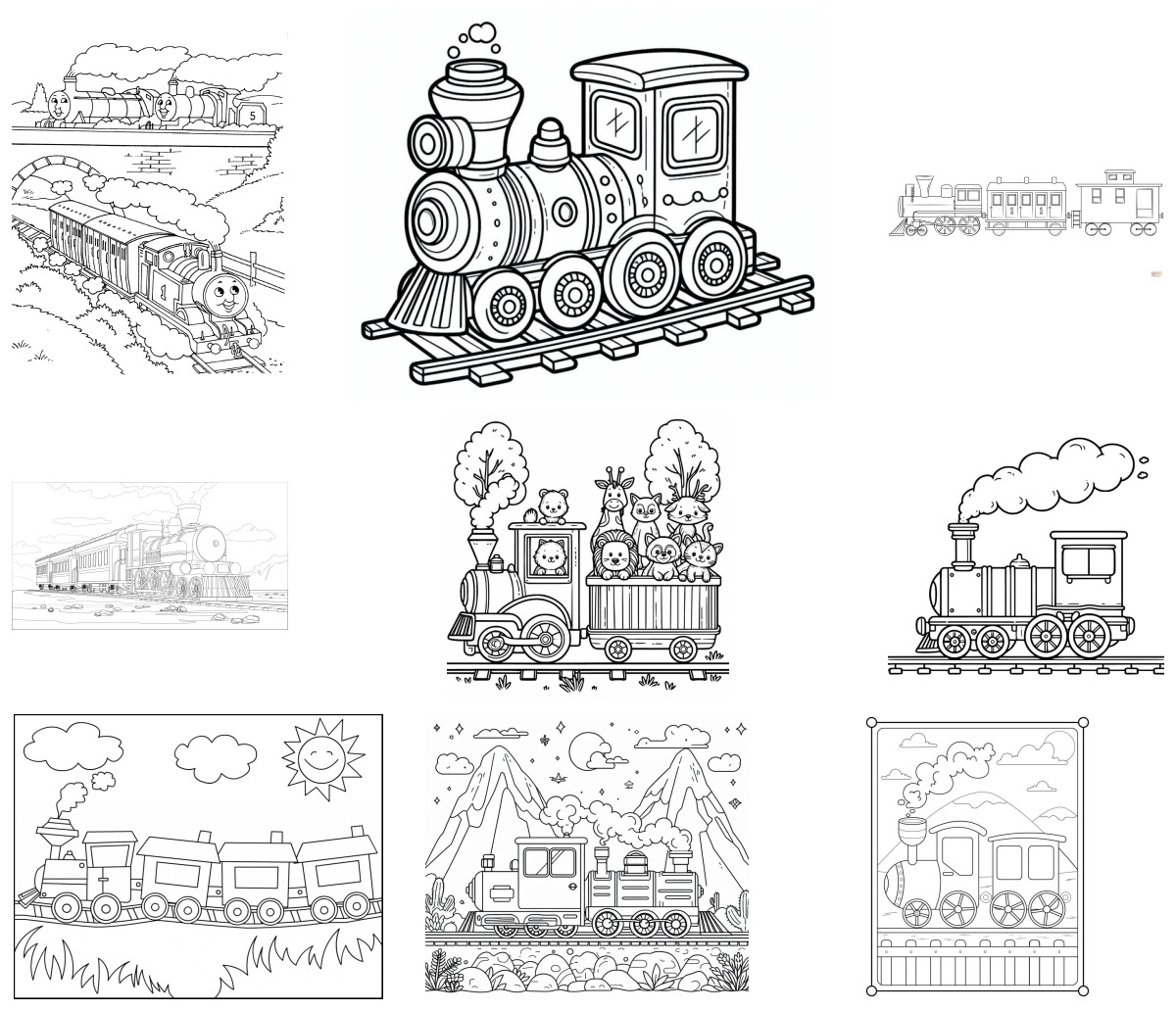 10 desenhos de Trem — Para colorir e imprimir