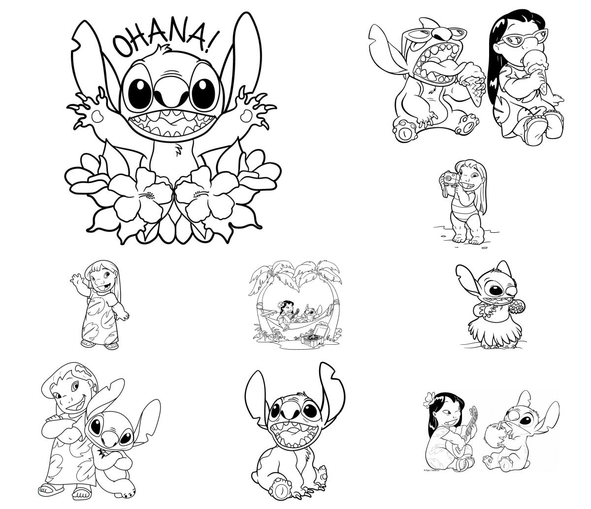 20 desenhos de Lilo e Stitch — Para colorir e imprimir 20 desenhos de Lilo e Stitch — Para colorir e imprimir