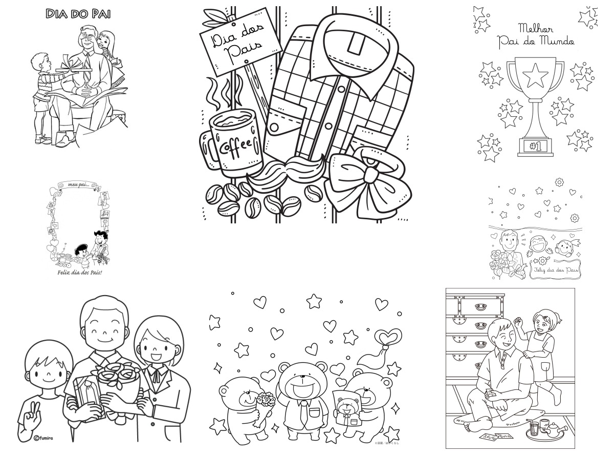 8 desenhos de Dia dos pais — Para colorir e imprimir