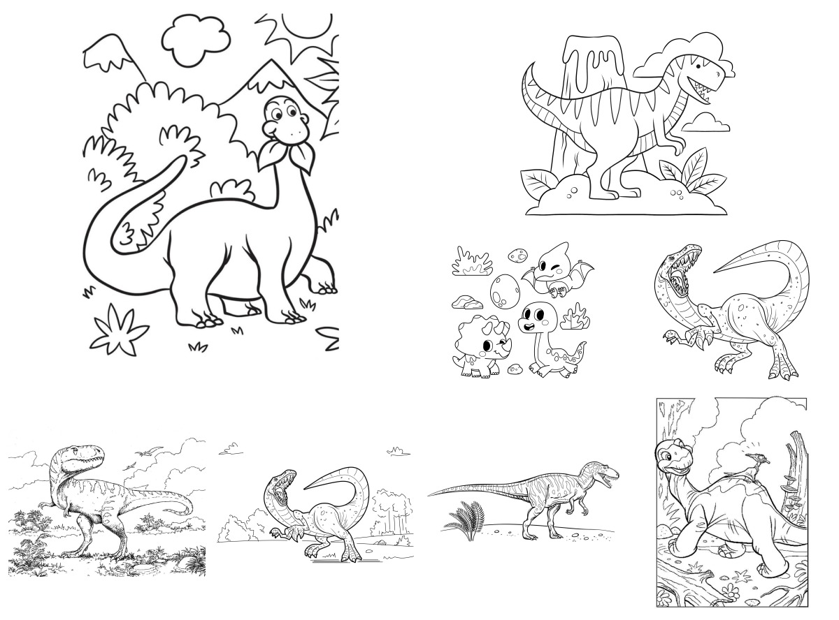 17 desenhos de Dinossauros — Para colorir e imprimir