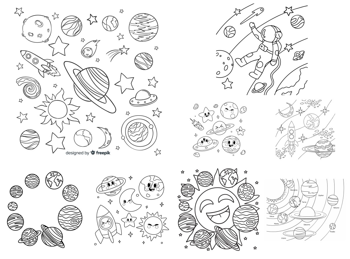 8 desenhos de Sistema solar — Para colorir e imprimir
