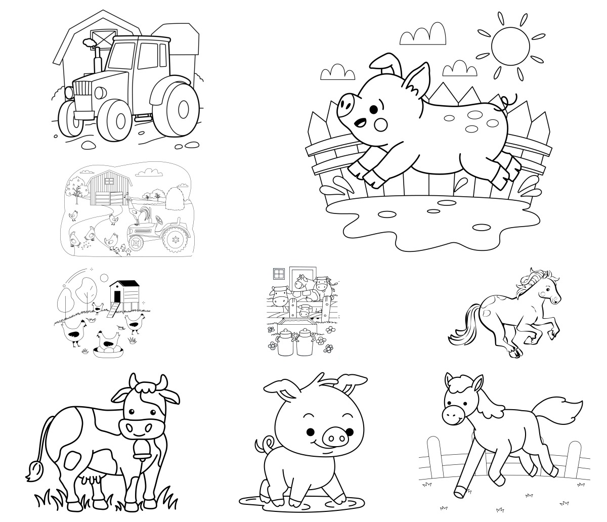 13 desenhos de Fazenda — Para colorir e imprimir 13 desenhos de Fazenda — Para colorir e imprimir