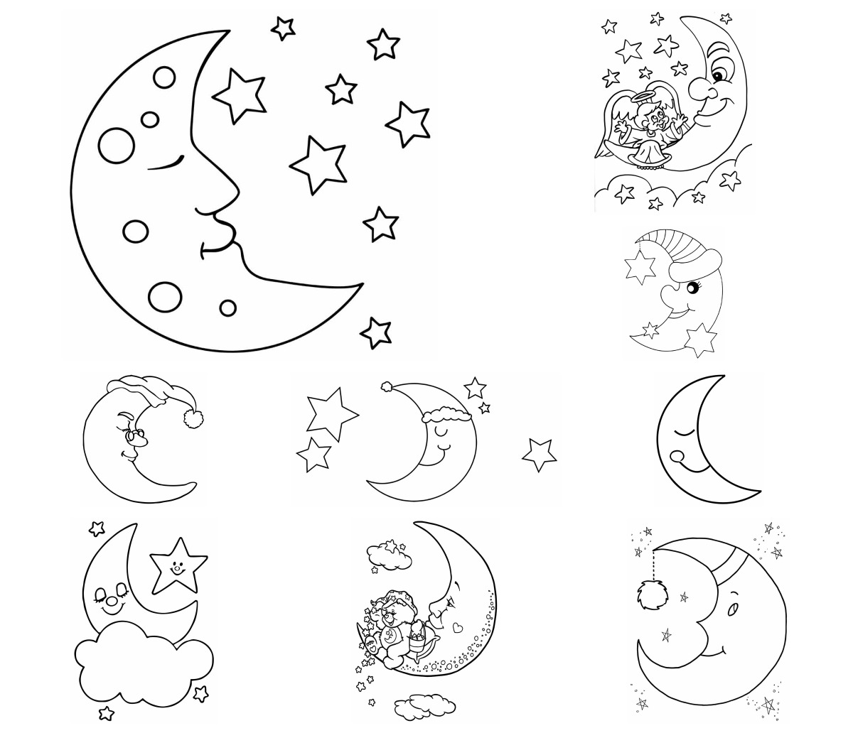 37 desenhos de Lua — Para colorir e imprimir