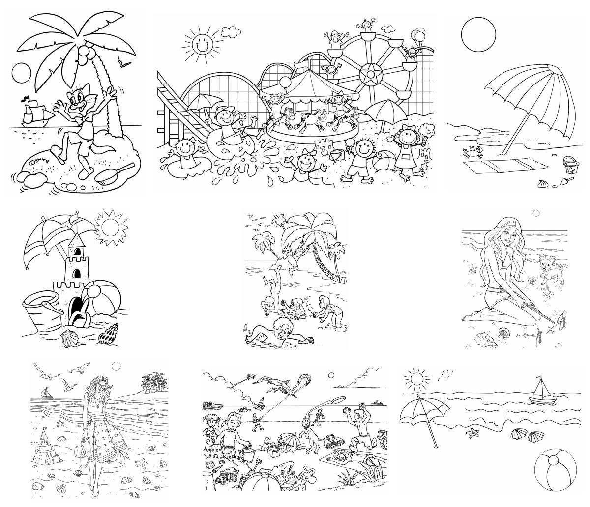 40 desenhos de Férias — Para colorir e imprimir