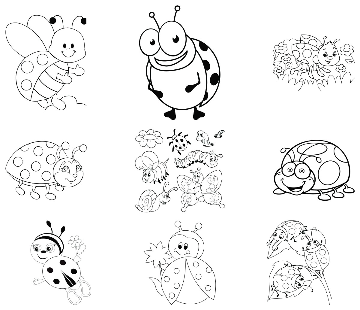 40 desenhos de Joaninhas — Para colorir e imprimir 40 desenhos de Joaninhas — Para colorir e imprimir