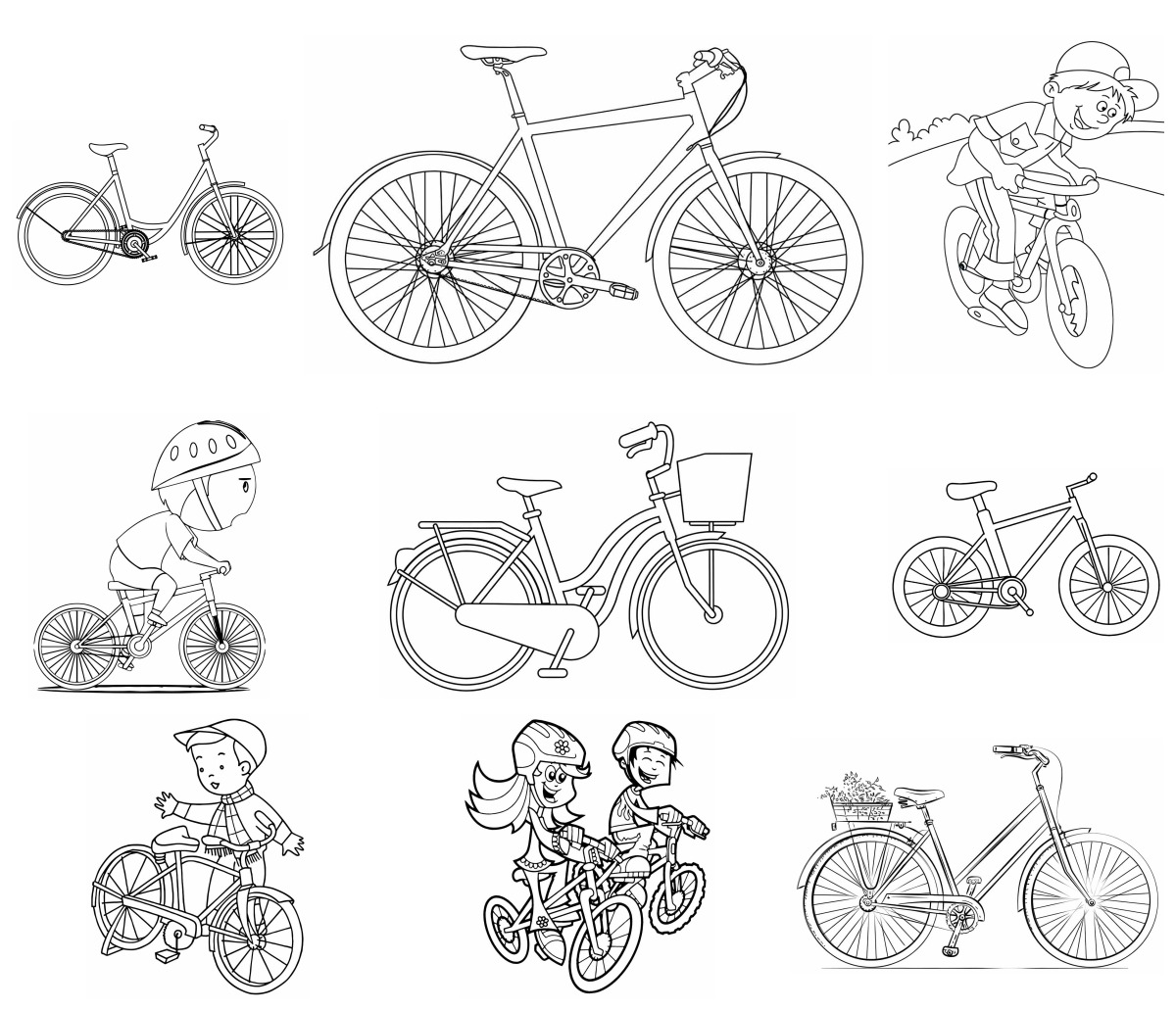 29 desenhos de Bicicletas — Para colorir e imprimir 29 desenhos de Bicicletas — Para colorir e imprimir