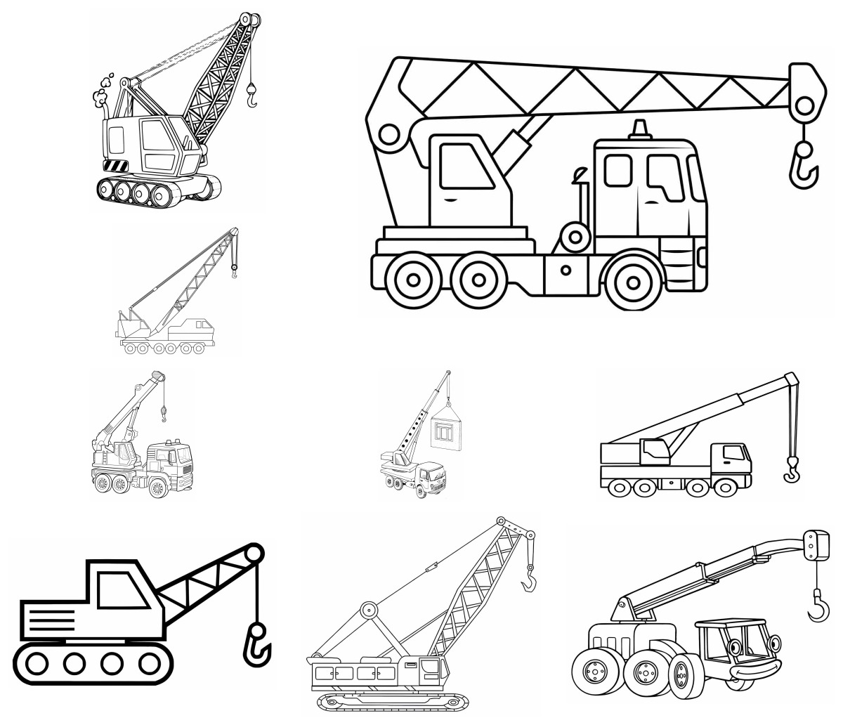 22 desenhos de Guindastes — Para colorir e imprimir