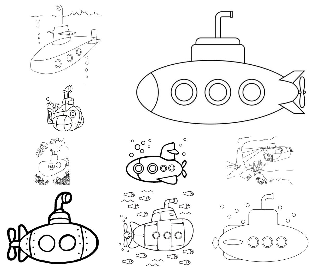 19 desenhos de Submarino — Para colorir e imprimir 19 desenhos de Submarino — Para colorir e imprimir