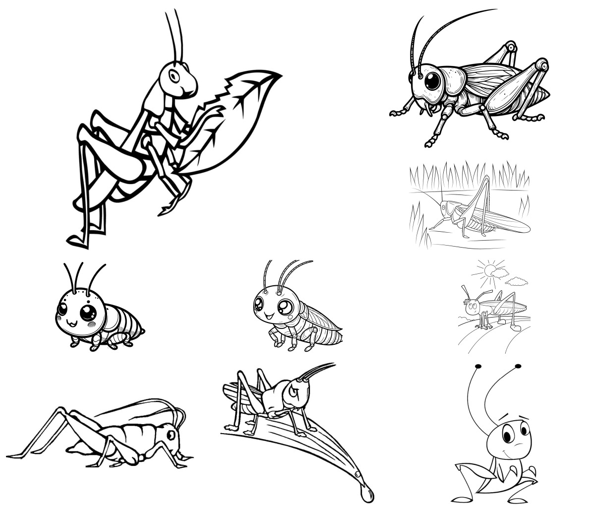 20 desenhos de Grilo — Para colorir e imprimir