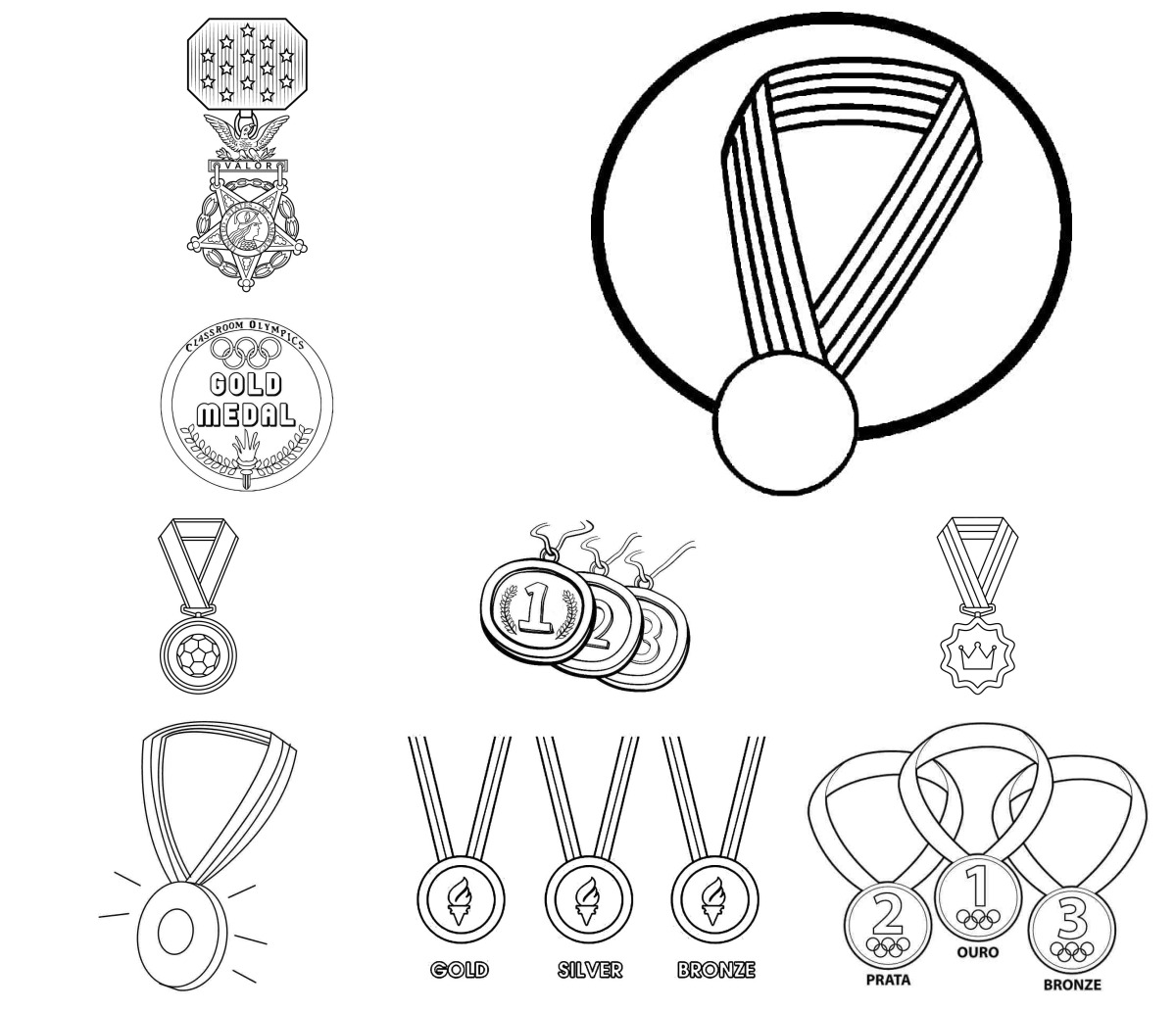 15 desenhos de Medalha — Para colorir e imprimir