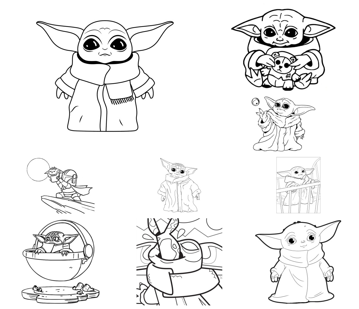 20 desenhos de Grogu — Para colorir e imprimir 20 desenhos de Grogu — Para colorir e imprimir