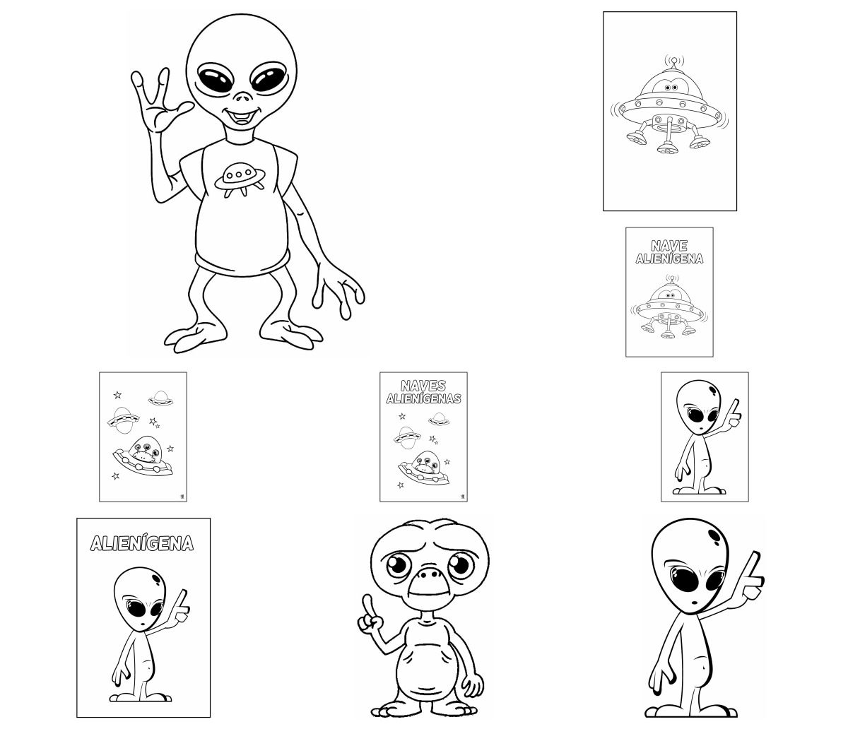 15 desenhos de Alienígenas — Para colorir e imprimir 15 desenhos de Alienígenas — Para colorir e imprimir