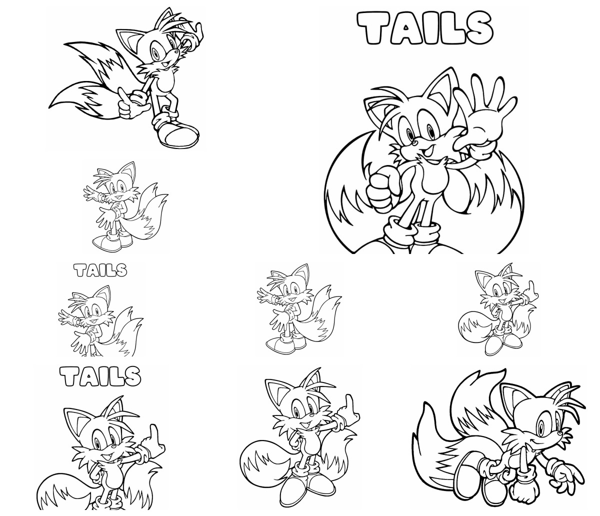 37 desenhos de Tails — Para colorir e imprimir