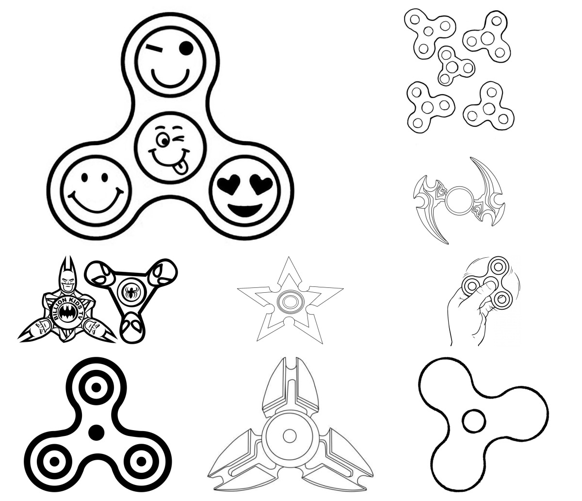 13 desenhos de Fidget Spinner — Para colorir e imprimir 13 desenhos de Fidget Spinner — Para colorir e imprimir