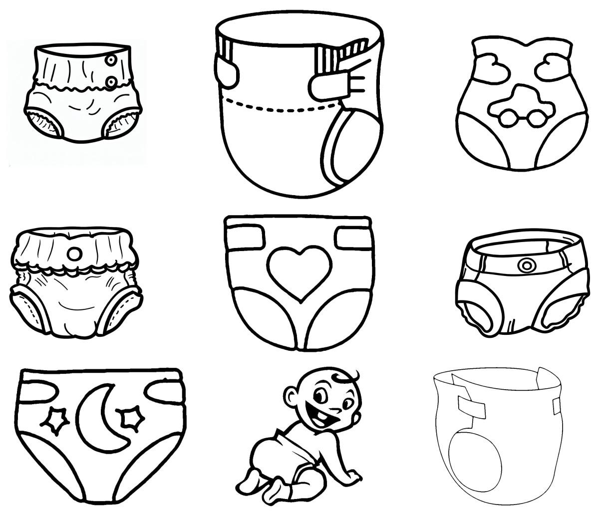 16 desenhos de Fralda — Para colorir e imprimir