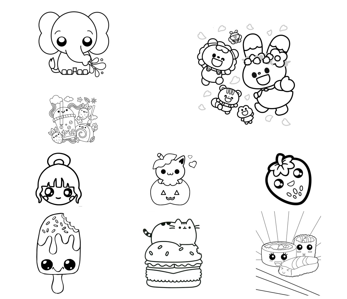 33 desenhos de Kawaii — Para colorir e imprimir 33 desenhos de Kawaii — Para colorir e imprimir