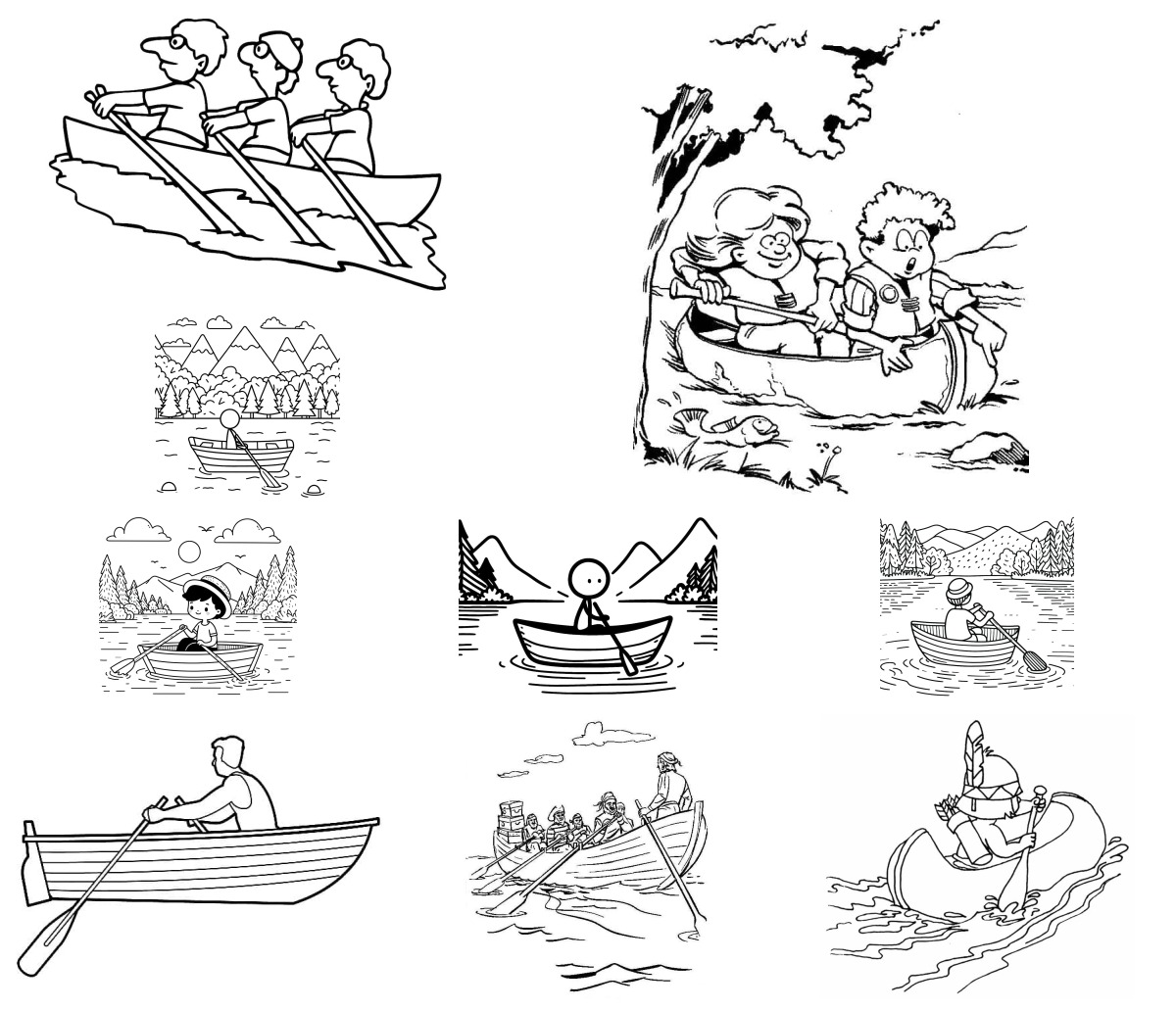 30 desenhos de Barco a Remo — Para colorir e imprimir 30 desenhos de Barco a Remo — Para colorir e imprimir