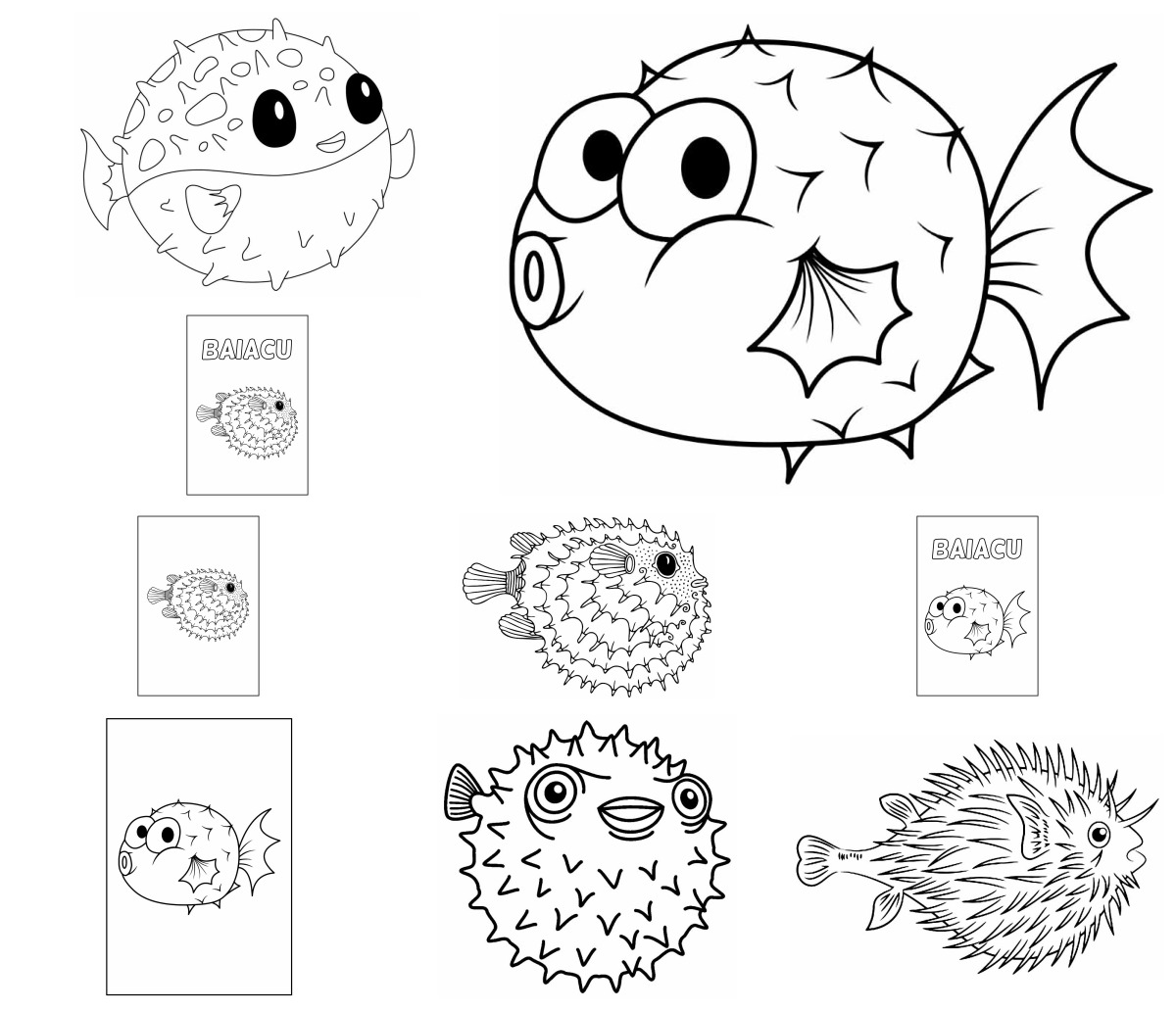 15 desenhos de Baiacu — Para colorir e imprimir