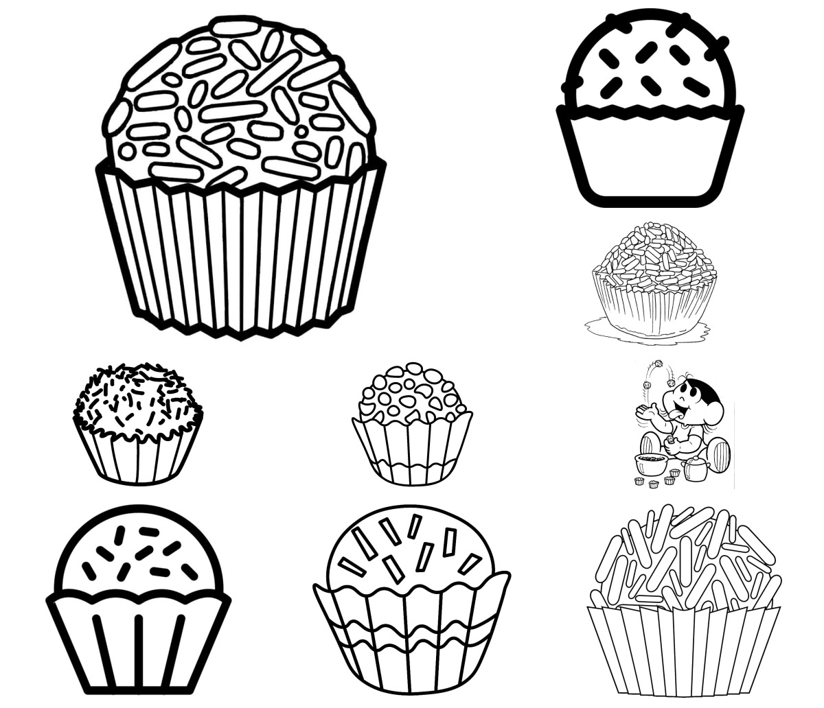 12 desenhos de Brigadeiro — Para colorir e imprimir