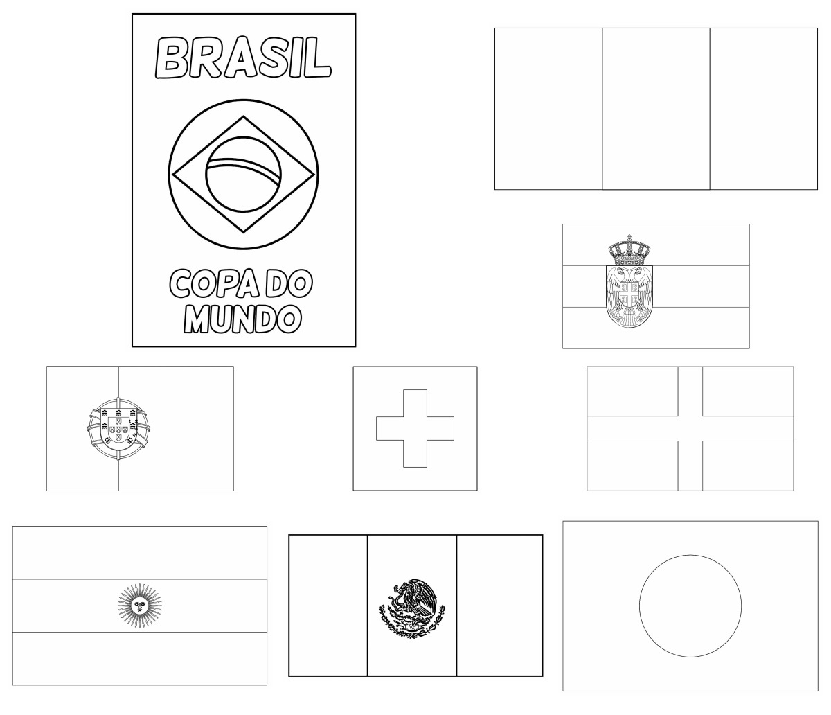 32 desenhos de Copa do Mundo — Para colorir e imprimir 32 desenhos de Copa do Mundo — Para colorir e imprimir