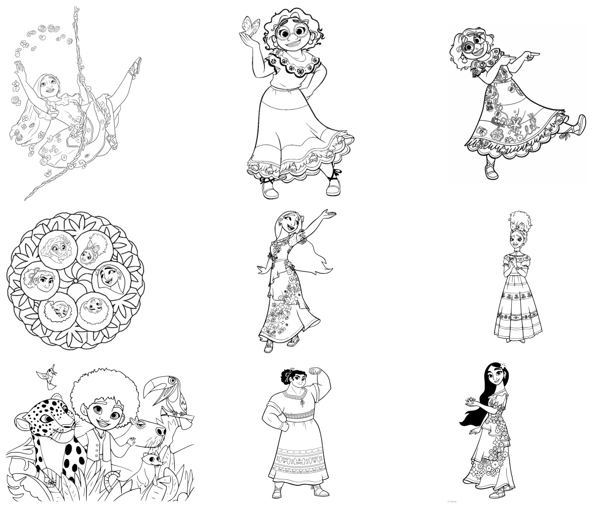 11 desenhos de Encanto — Para colorir e imprimir 11 desenhos de Encanto — Para colorir e imprimir