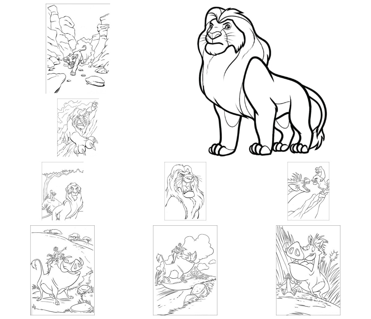 33 desenhos de Rei Leão — Para colorir e imprimir