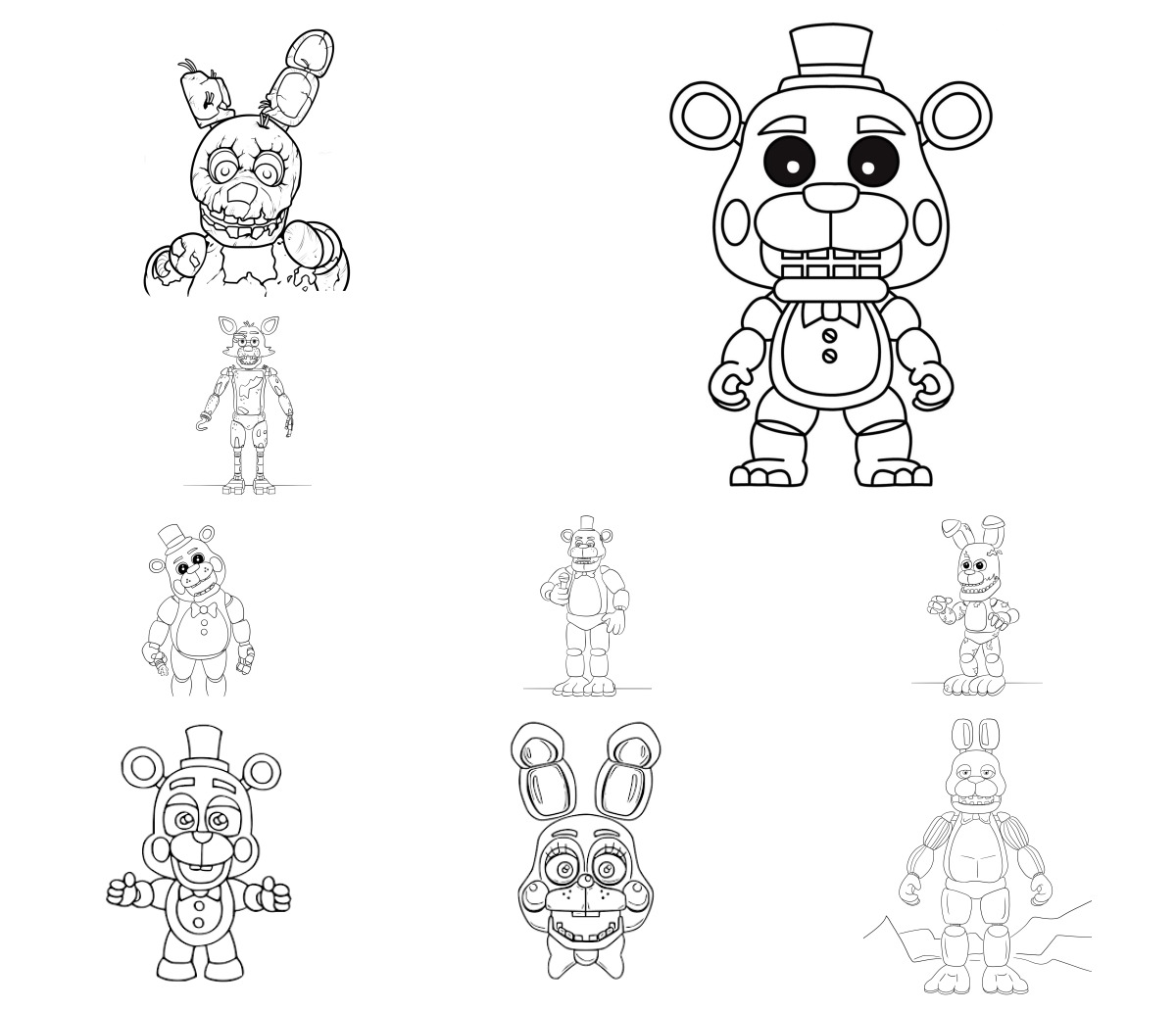 13 desenhos de FNAF — Para colorir e imprimir