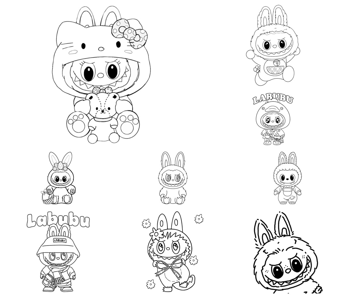 15 desenhos de Labubu — Para colorir e imprimir