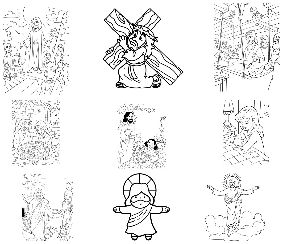 39 desenhos de Jesus — Para colorir e imprimir