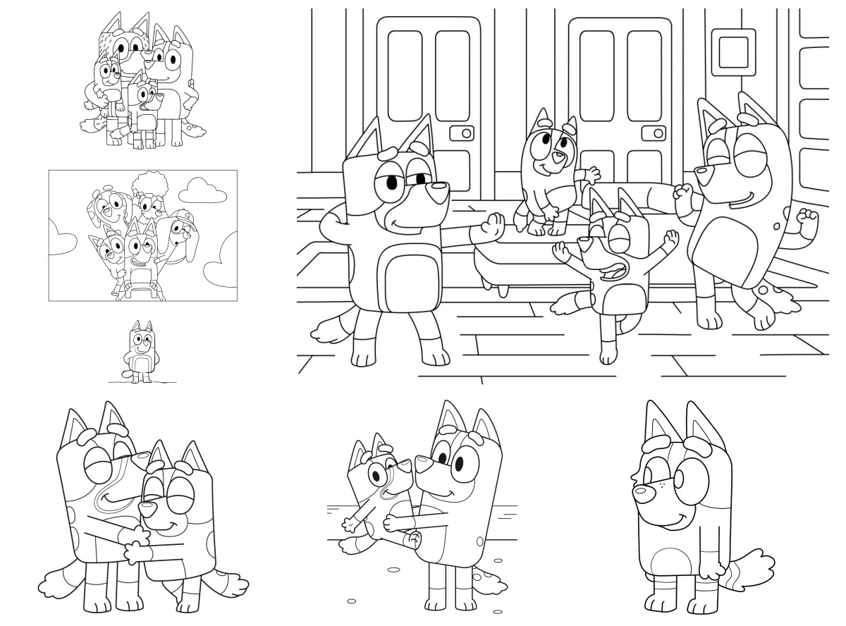 7 desenhos de Bluey — Para colorir e imprimir