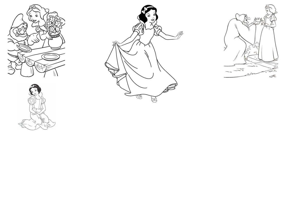 26 desenhos de Branca de Neve — Para colorir e imprimir