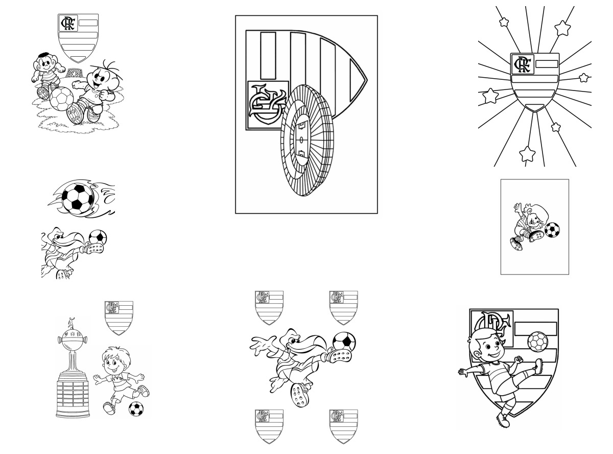 8 desenhos de Flamengo — Para colorir e imprimir